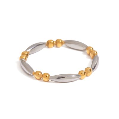 J&D 18K Gold Plate Stainless Steel Rings Modern Minimalist Gold and Silver Matching Simple Line Ring