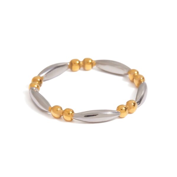 J&D 18K Gold Plate Stainless Steel Rings Modern Minimalist Gold and Silver Matching Simple Line Ring