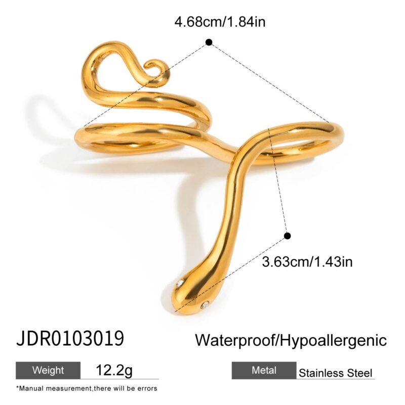 J&D Geometric Irregular Ring 18k Gold Rings for Women Adjustable Rings 18k Gold Plated Stainless Steel - Image 6