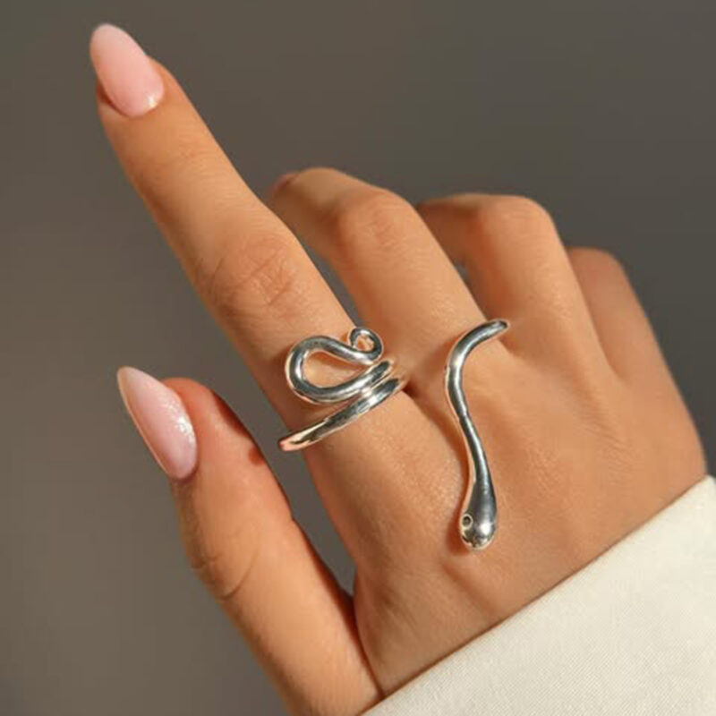 J&D Geometric Irregular Ring 18k Gold Rings for Women Adjustable Rings 18k Gold Plated Stainless Steel - Image 5