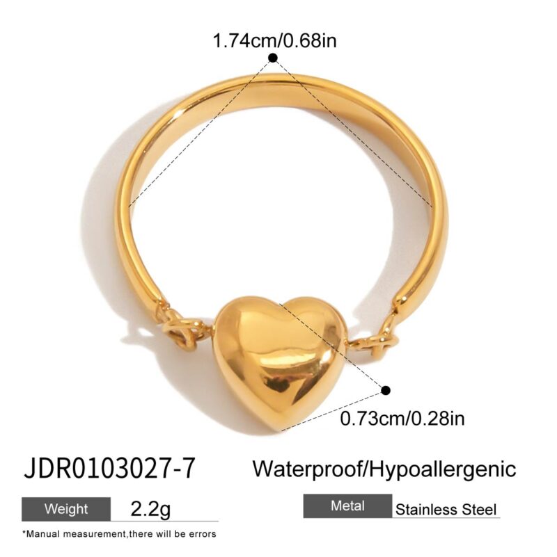 J&D Modern Minimalist Reversible Two-Tone Heart Ring Stainless Steel Sustainable Elegant Jewelry Stackable Everyday for Women - Image 5