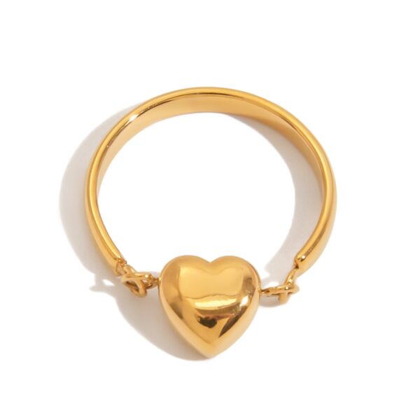 J&D Modern Minimalist Reversible Two-Tone Heart Ring Stainless Steel Sustainable Elegant Jewelry Stackable Everyday for Women