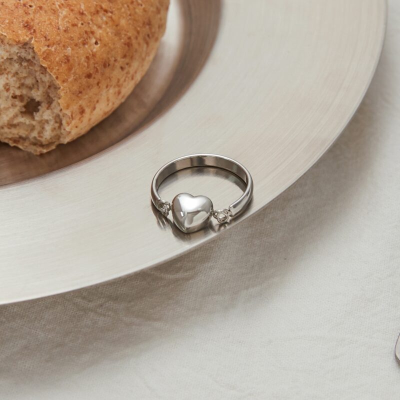 J&D Modern Minimalist Reversible Two-Tone Heart Ring Stainless Steel Sustainable Elegant Jewelry Stackable Everyday for Women - Image 2
