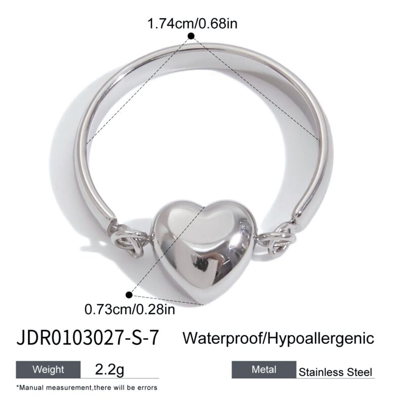 J&D Modern Minimalist Reversible Two-Tone Heart Ring Stainless Steel Sustainable Elegant Jewelry Stackable Everyday for Women - Image 5