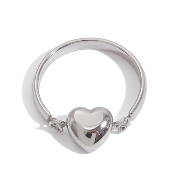J&D Modern Minimalist Reversible Two-Tone Heart Ring Stainless Steel Sustainable Elegant Jewelry Stackable Everyday for Women