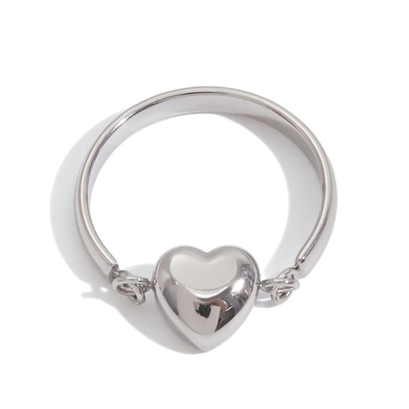 J&D Modern Minimalist Reversible Two-Tone Heart Ring Stainless Steel Sustainable Elegant Jewelry Stackable Everyday for Women