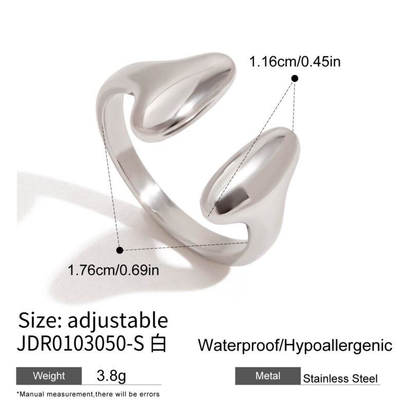 Stainless Steel Minimalist Ring - Smooth Adjustable Open Band for Women - Image 5