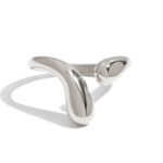 Stainless Steel Teardrop Ring - Smooth Adjustable Open Band for Women