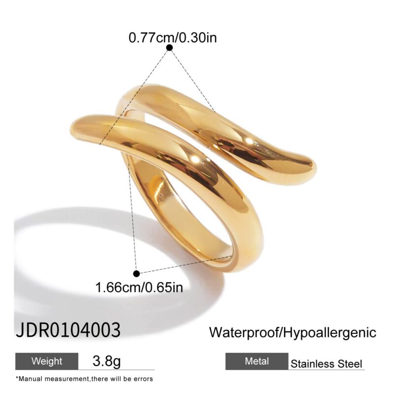 18K Gold Stainless Steel Minimalist Ring - Sleek Open Band for Women - Image 5