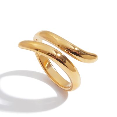 18K Gold Stainless Steel Minimalist Ring - Sleek Open Band for Women