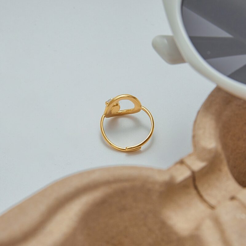 J&D Minimalist Stainless Steel Hollow-Out Floral Geometric Open Ring White Zircon Hypoallergenic Stackable EverydayJewelry - Image 3