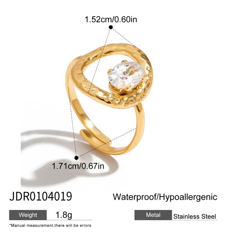 J&D Minimalist Stainless Steel Hollow-Out Floral Geometric Open Ring White Zircon Hypoallergenic Stackable EverydayJewelry - Image 6