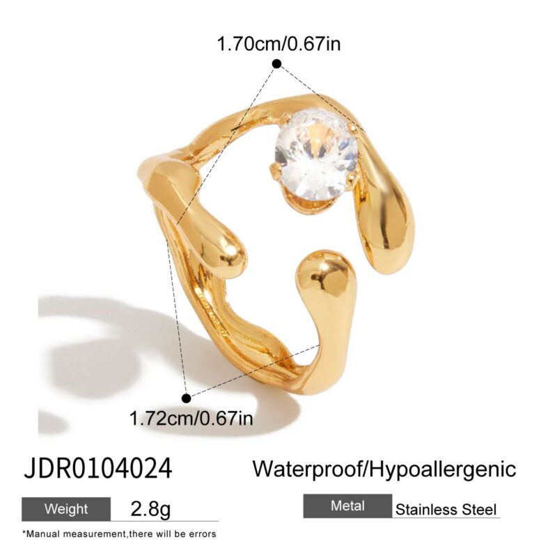 J&D Minimalist Stainless Steel Hollow-Out Floral Geometric Open Ring White Zircon Hypoallergenic Stackable EverydayJewelry - Image 6