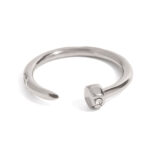 Unisex Minimalist Steel Color Stainless Steel Diamond Nail Open Ring