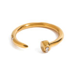 Unisex Minimalist 18K Gold Stainless Steel Diamond Nail Open Ring