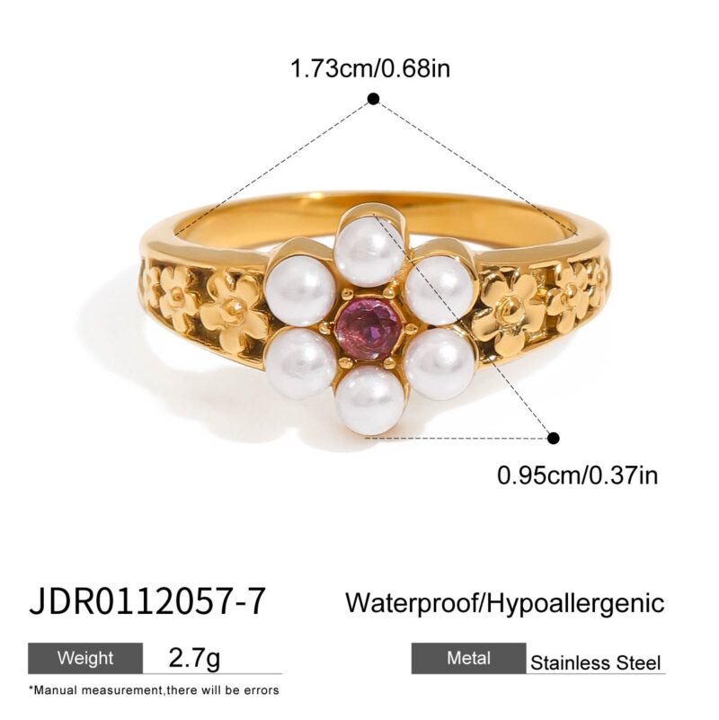 J&D Best Selling Vintage Stainless Steel 18K Gold Rings Luxury Jewelry Pearl Heart Square Watch Rings - Image 6