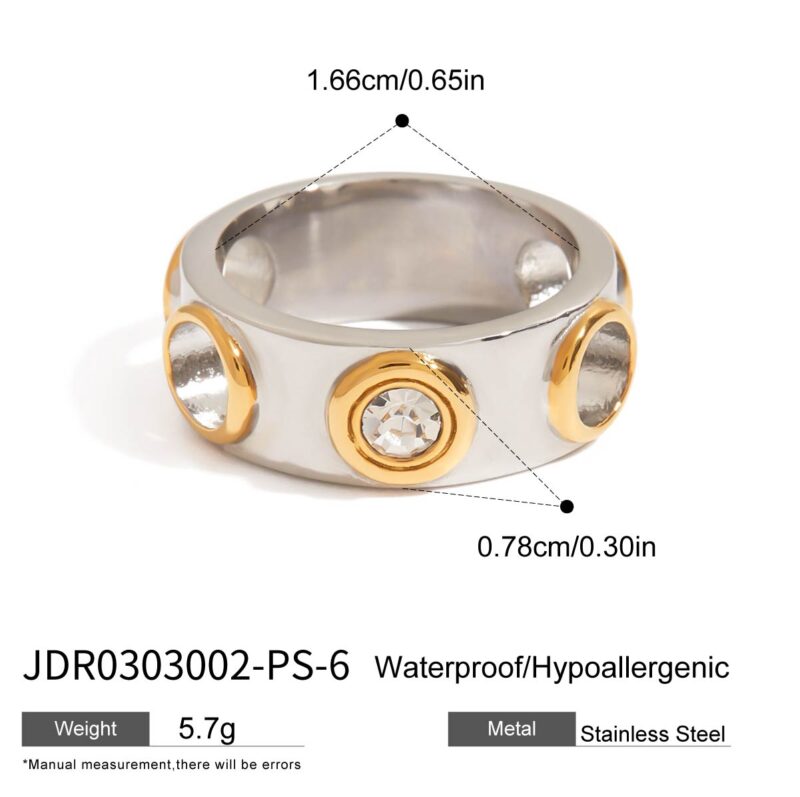 J&D Women Punk Stainless Steel Ring 18K Gold Plated Zirconia Two-Tone Openwork Gothic Edgy Jewelry Bold Statement Gift for Her - Image 7