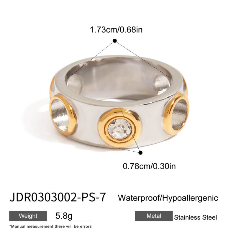 J&D Women Punk Stainless Steel Ring 18K Gold Plated Zirconia Two-Tone Openwork Gothic Edgy Jewelry Bold Statement Gift for Her - Image 8