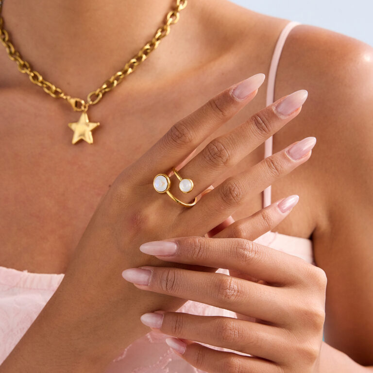 Modern Minimalist 18K Gold Stainless Steel Zircon Line Open Ring for Women - Image 5