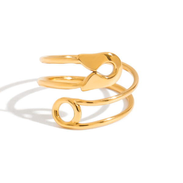 Minimalist Women's 18K Gold Paperclip Hollow Adjustable Ring