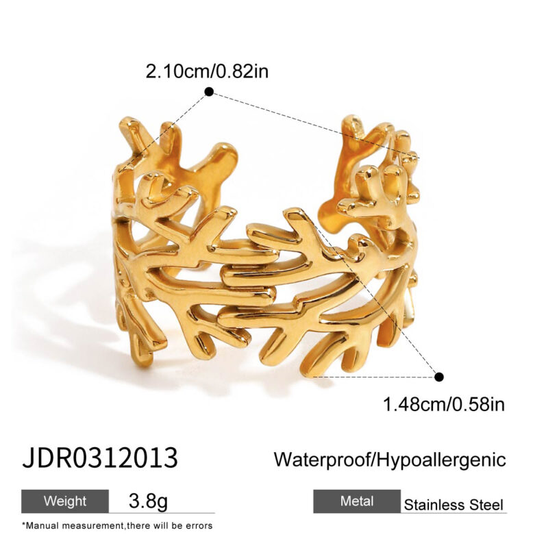J&D 18K Gold Plated Stainless Steel Minimalist Hollow Open Ear Clip Stud Earrings Modern Trendy Ring - Image 5