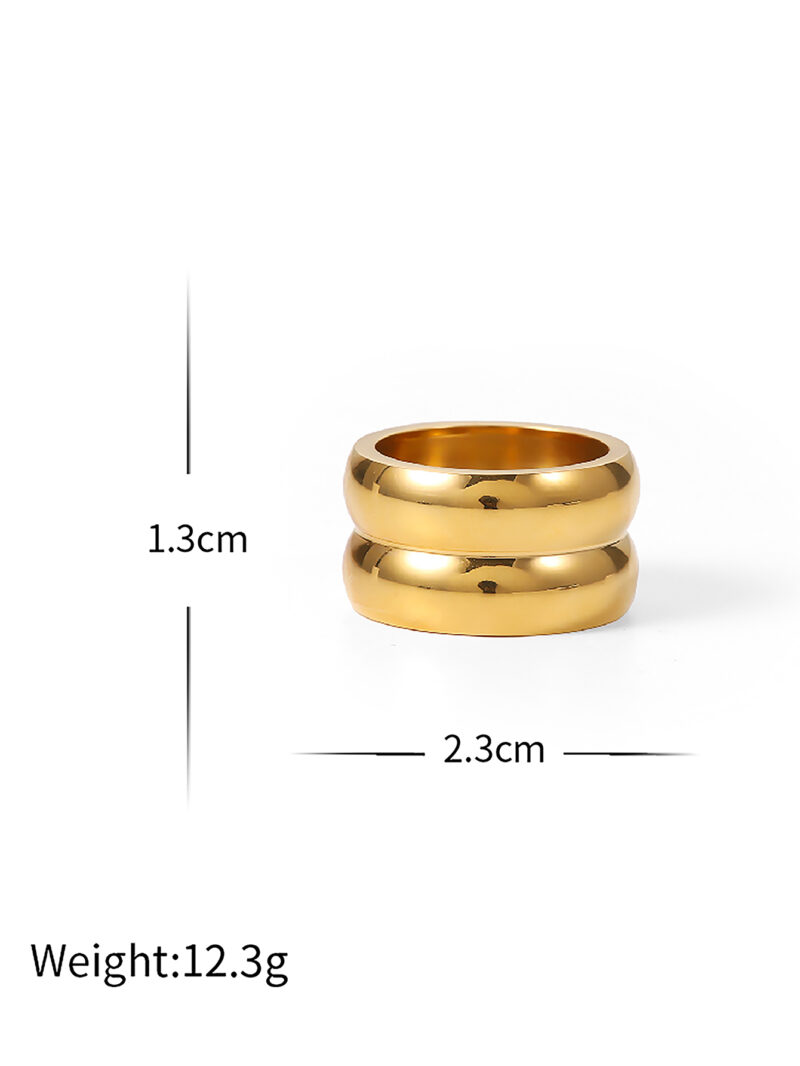 Custom Gorgeous 13mm Width Gold Ring 18K Gold Plated Stainless Steel Smooth Band Wide Chunky Ring - Image 5