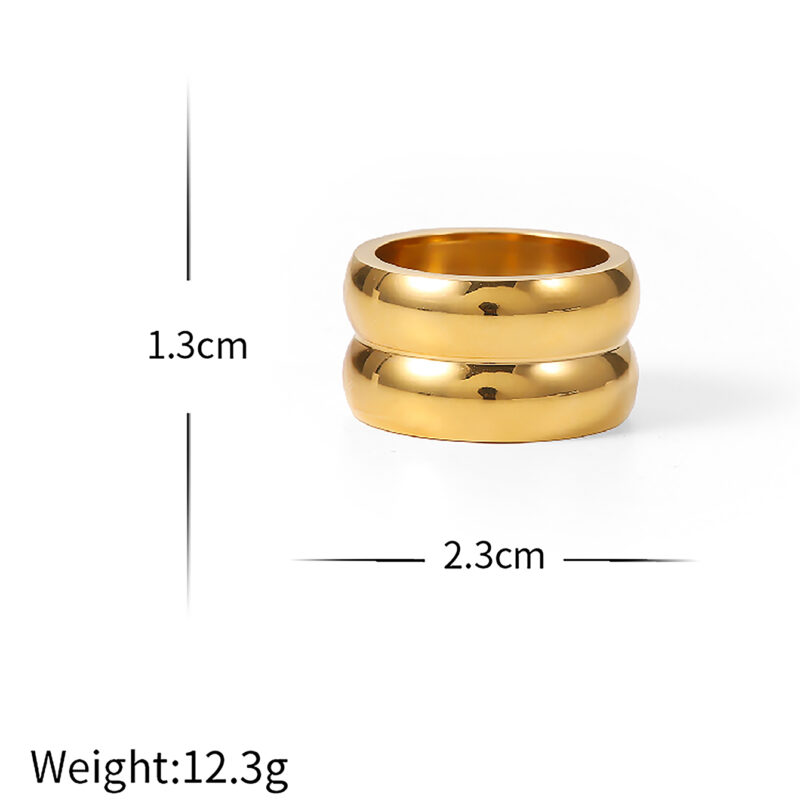 Custom Gorgeous 13mm Width Gold Ring 18K Gold Plated Stainless Steel Smooth Band Wide Chunky Ring - Image 5