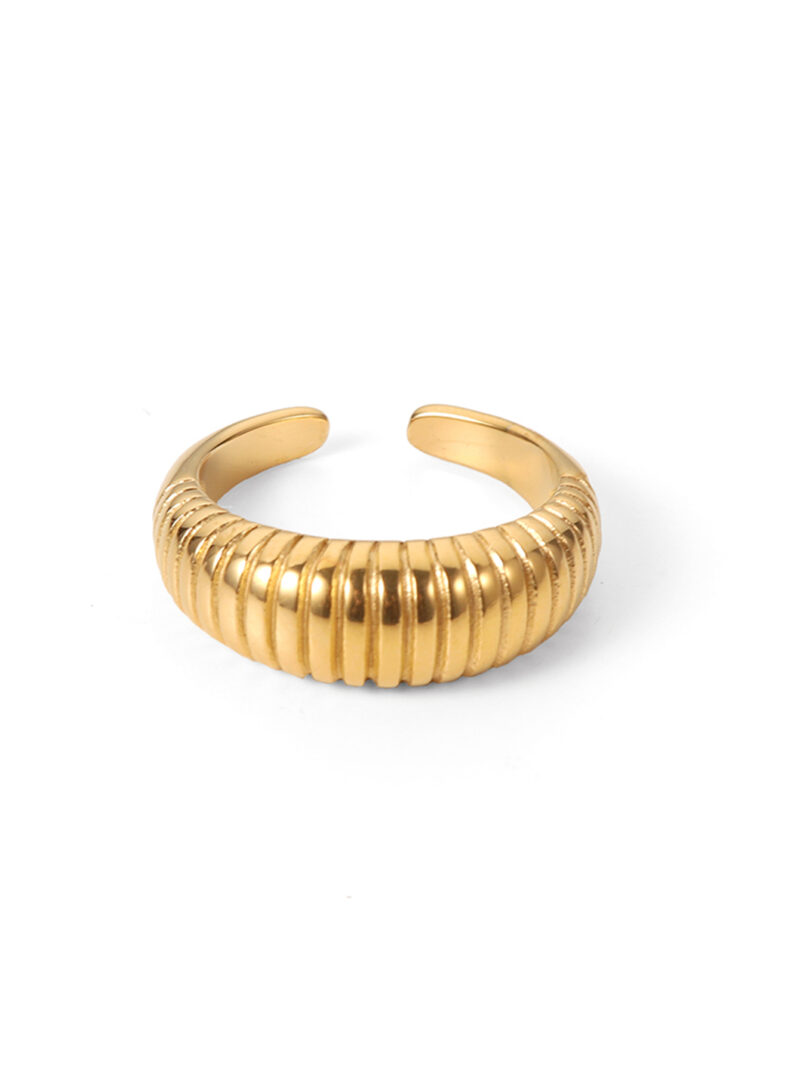 Ins Style 18K Gold Plated Zircon Enamel Ring Jewelry Stainless Steel Waterproof Open Rings for Women