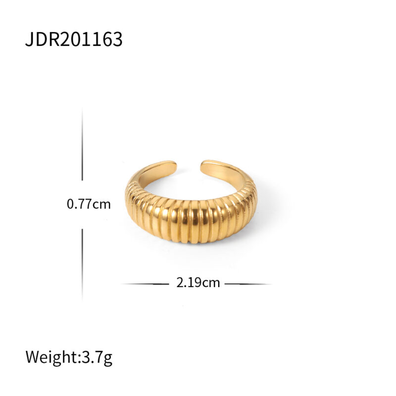 Ins Style 18K Gold Plated Zircon Enamel Ring Jewelry Stainless Steel Waterproof Open Rings for Women - Image 5