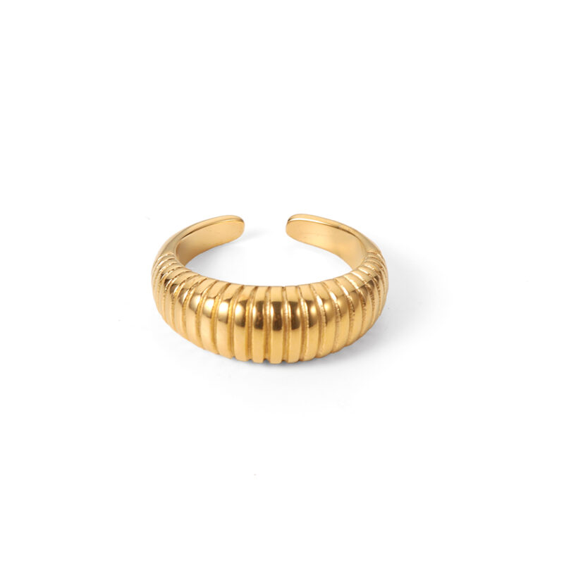 Ins Style 18K Gold Plated Zircon Enamel Ring Jewelry Stainless Steel Waterproof Open Rings for Women