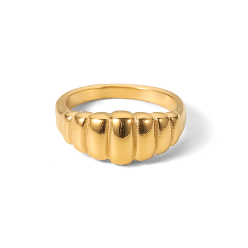Ins Style 18K Gold Plated Zircon Enamel Ring Jewelry Stainless Steel Waterproof Open Rings for Women