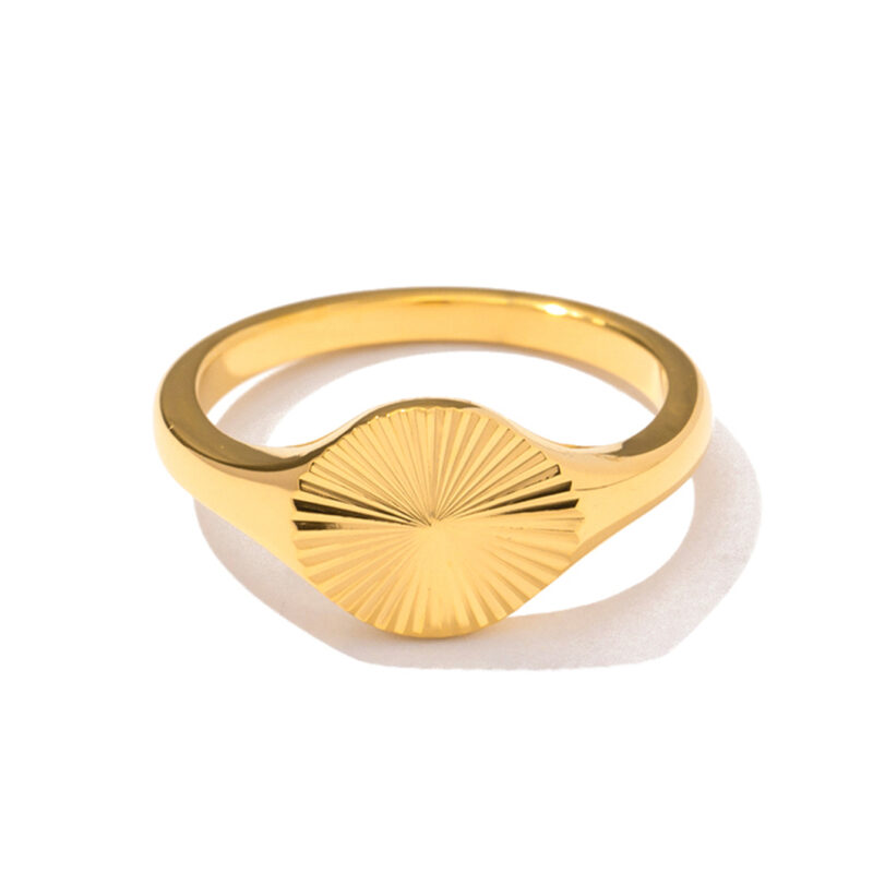 Vintage Design Medallion Stackable Sunbeam Ring Gifts High Polished Sunburst Finger Ring for Girls