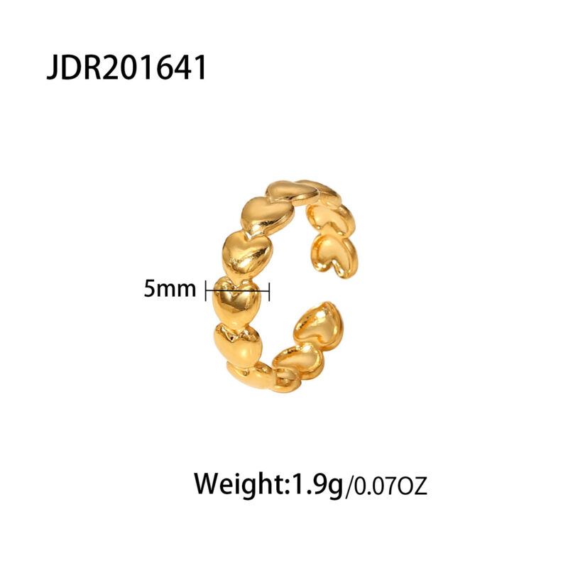 Fancy 18k Stainless Steel Jewelry Index Finger Rings Sweet Cubic Peach Heart Beans Gold Joint Love Heart Rings Women - Image 4