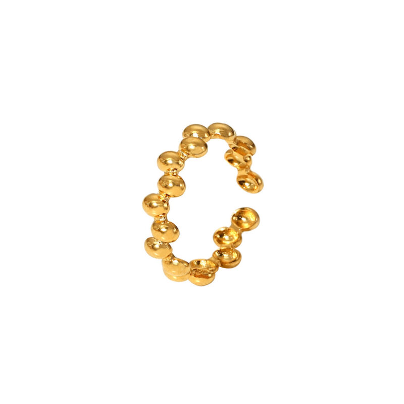 Stainless Steel Jewelry Golden Beanie Beads Opening Ring Bagues Adjustable Rings Women Wedding Gift