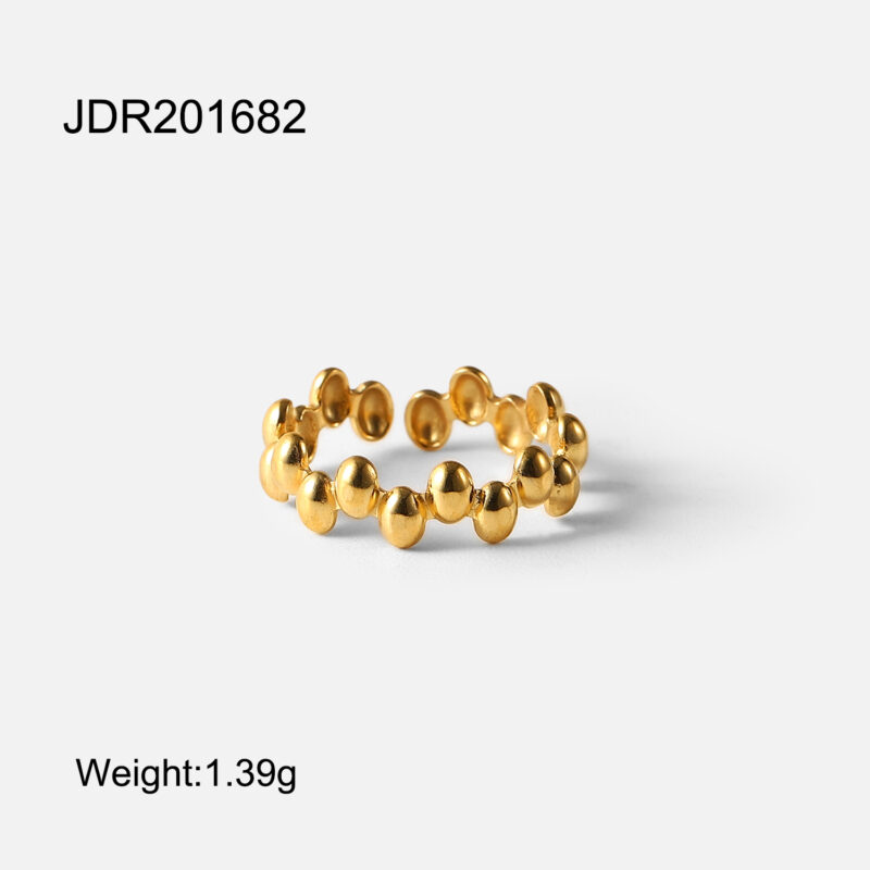 Stainless Steel Jewelry Golden Beanie Beads Opening Ring Bagues Adjustable Rings Women Wedding Gift - Image 3