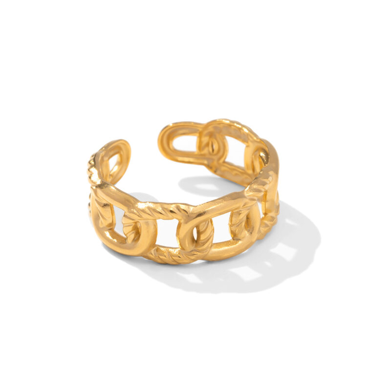 Twisted Link Chain Open Rings Gift Stainless Steel 18k Gold Plated Adjustable Finger Rings for Women