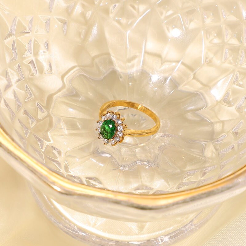 Exclusive Shiny Cubic Zircon Stacking Evil Eyes Flower Waterdrop 18K Gold Plated Stainless Steel Opening Rings