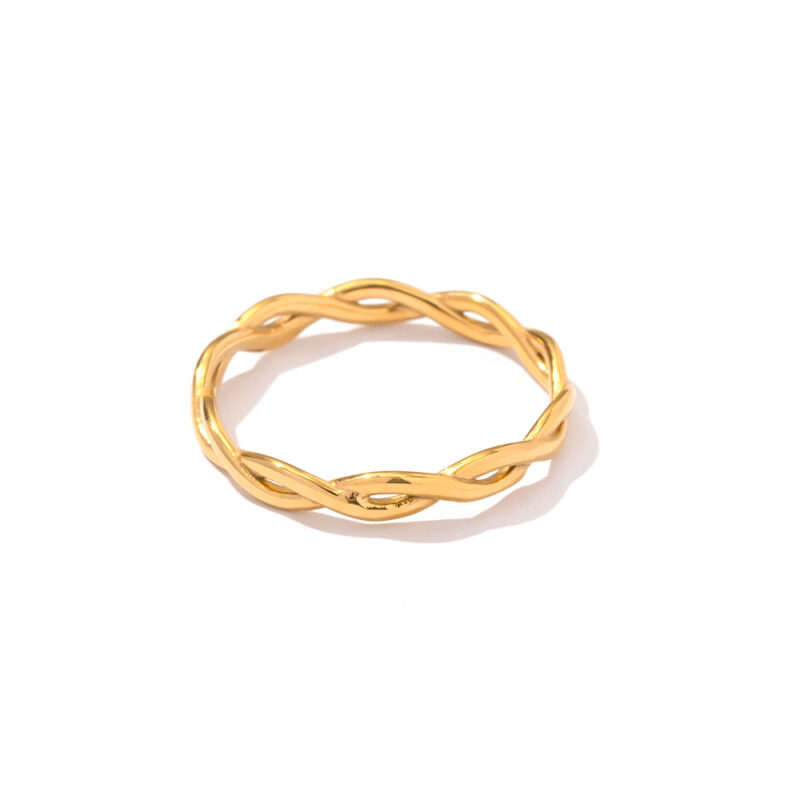 Minimalist 18K Gold Plated Stainless Steel Twisted Rings Geometric Hollow PVD Plating for Women