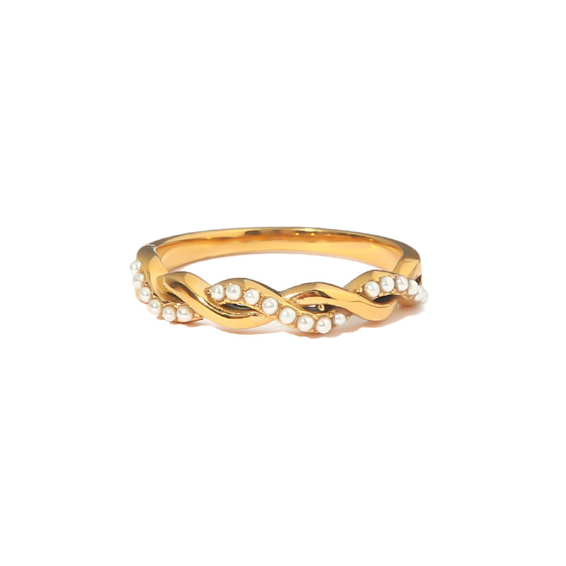 Ins Style 18K Gold Plated Zircon Enamel Ring Jewelry Stainless Steel Waterproof Open Rings for Women