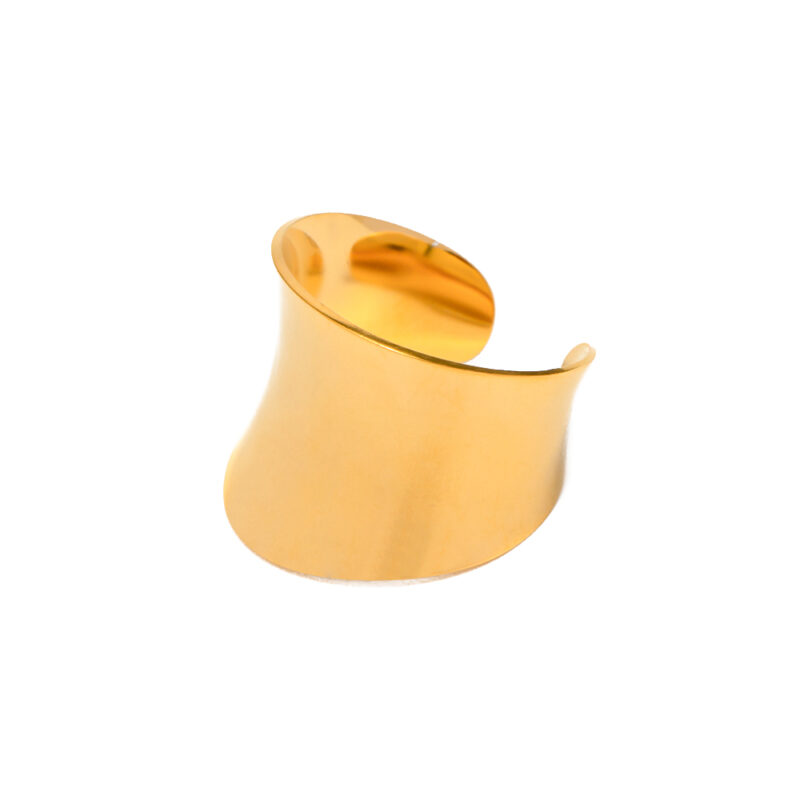 Chunky Jewelry 18K Gold Plated Stainless Steel Smooth Irregular Wide Surface Open Rings