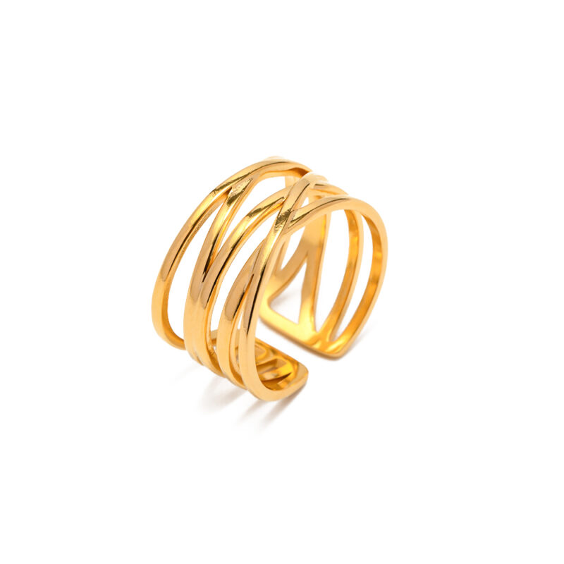 18K Gold Plated Stainless Steel Filigree Open Ring High-quality Jewelry for Girls Women