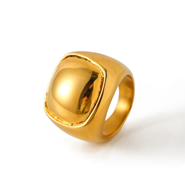 18K Gold Stainless Steel Chunky Square Ring Size 6