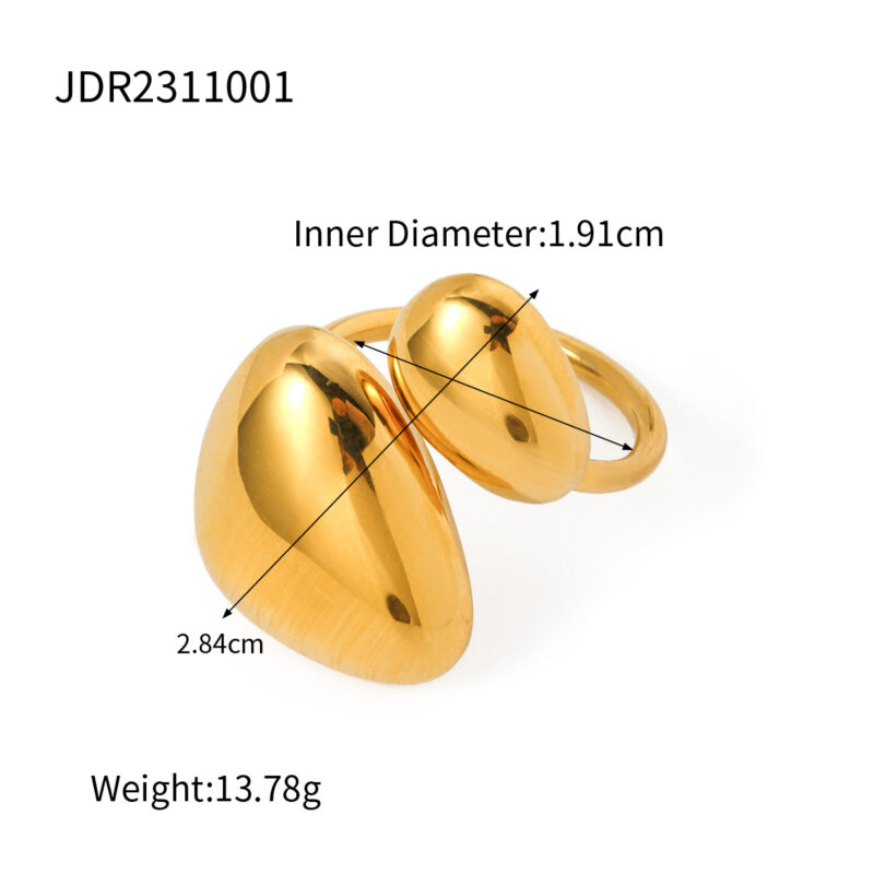 J&D Jewelry Geometric 18K PVD Gold Plated Stainless Steel Chunky Asymmetric Triangle Open Ring - Image 3