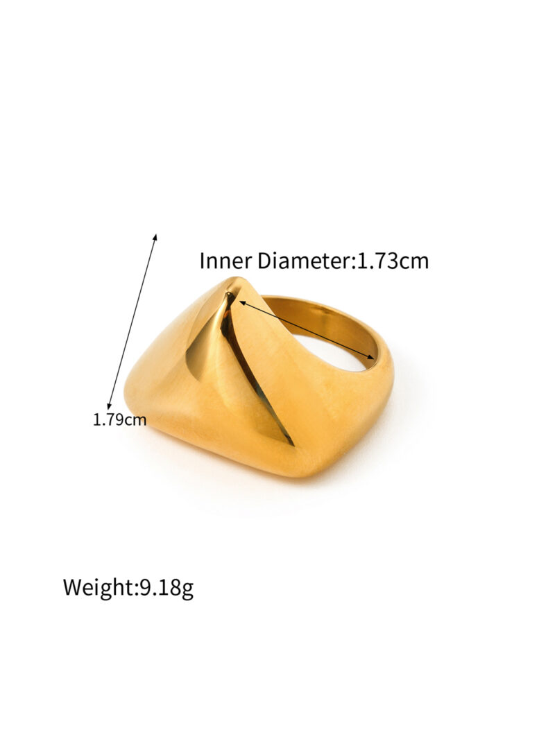 JD Designer 18K Gold Stainless Steel Triangle Ring Size 6 - Image 5
