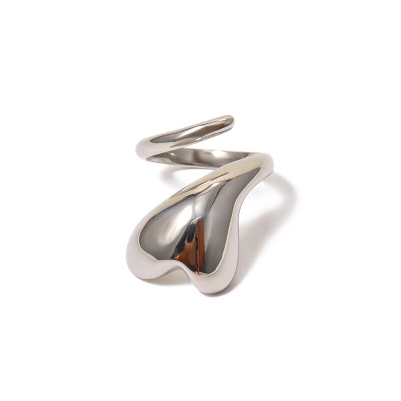 J&D Fashion Minimalist Jewelry 18K Gold Plated Rings for Women Stainless Steel Heart Wrapped Open Rings