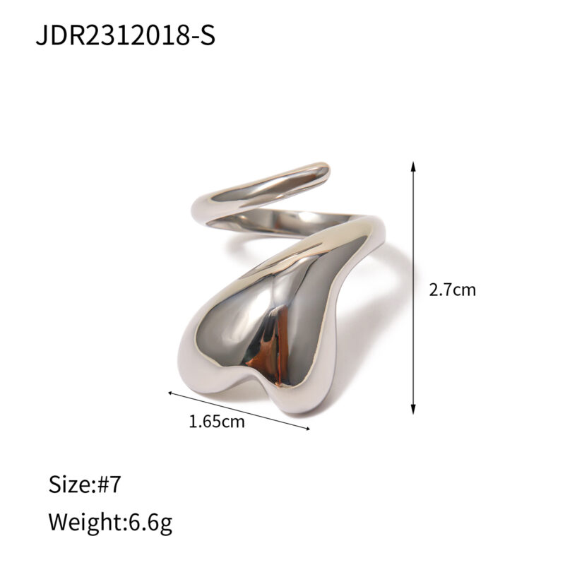 J&D Fashion Minimalist Jewelry 18K Gold Plated Rings for Women Stainless Steel Heart Wrapped Open Rings - Image 4