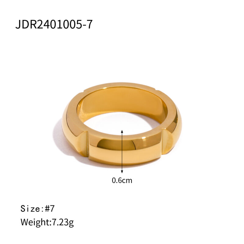 18K Gold Stainless Steel Minimalist Band Ring Size 7 - Image 5