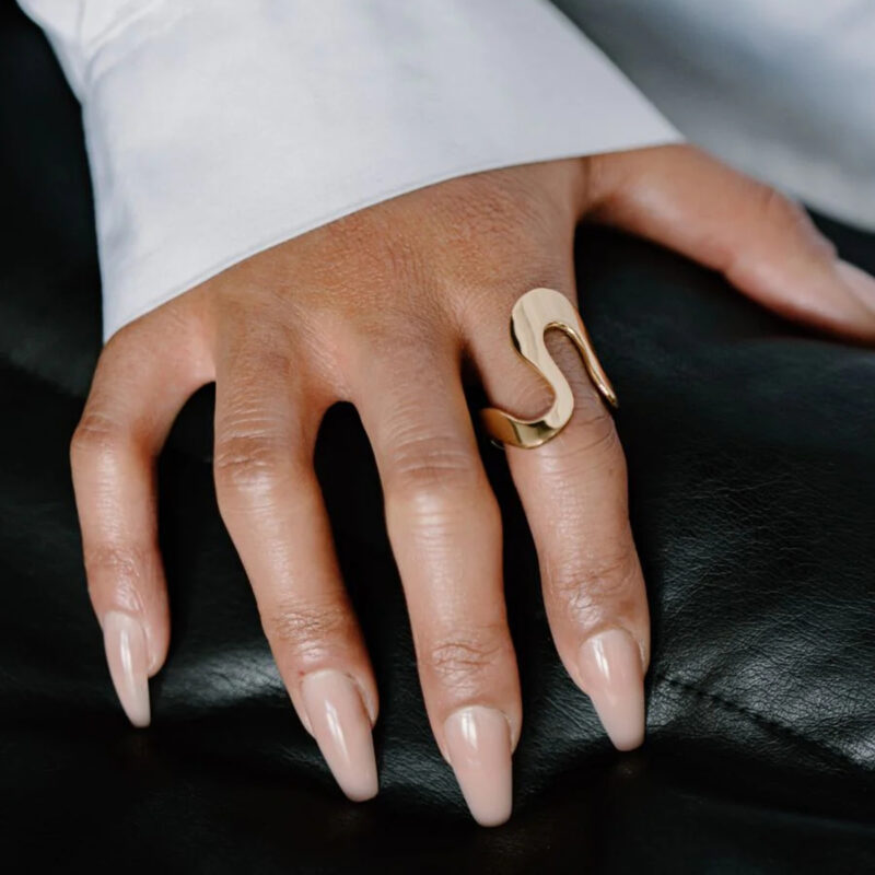 J&D Minimalist Stainless Steel 18K Gold Plated Ring Simple Irregular Design Finger Rings Women - Image 3