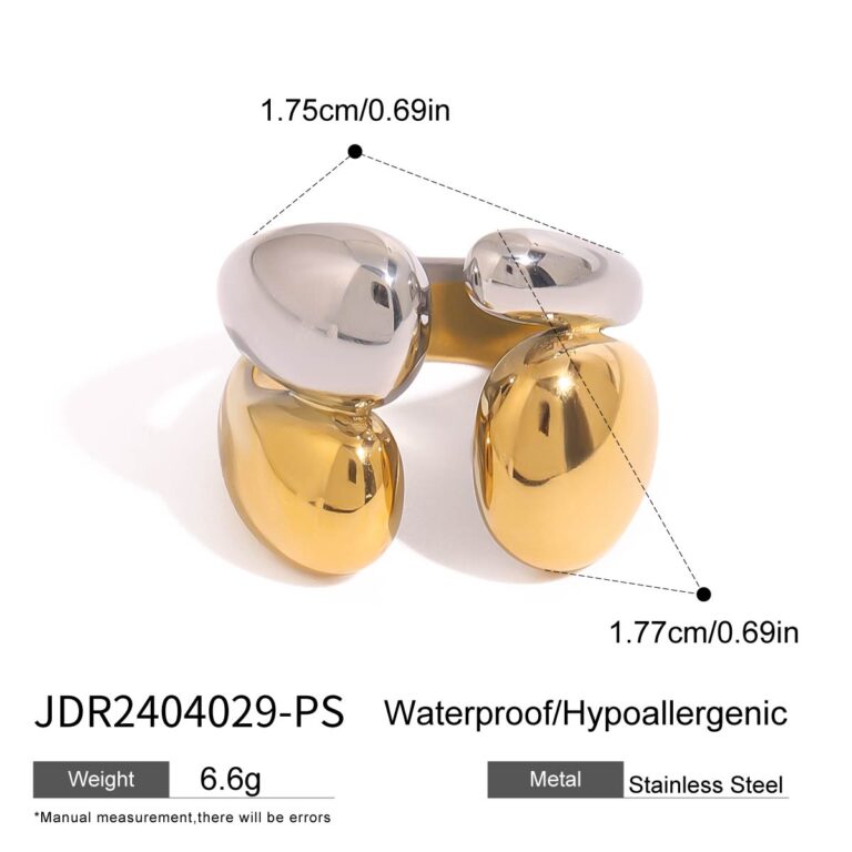 Two-Tone Stainless Steel Minimalist Double Layer Ring Size 7 - Image 5