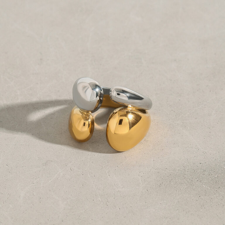 Two-Tone Stainless Steel Minimalist Double Layer Ring Size 7 - Image 2